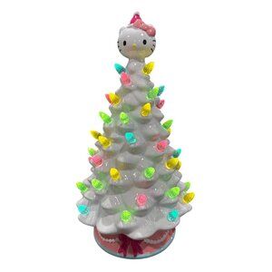 Hello Kitty Ceramic Christmas Tree With Multi-Color Lights 12" By Ikonic